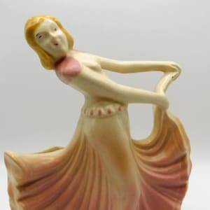 Vintage HULL USA Pottery Art Deco Pink Dancing Lady #955 Planter 1940s 7.5"