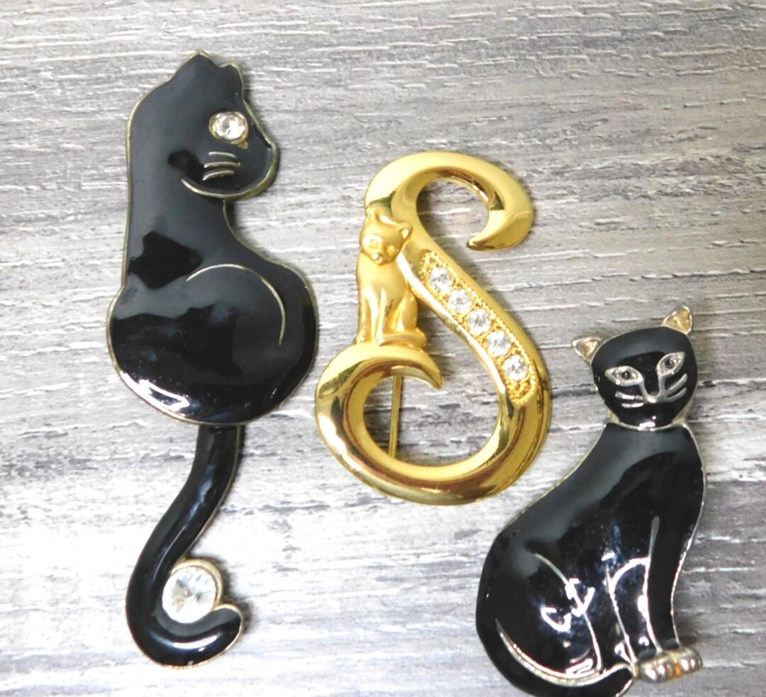 Vintage CAT BROOCH Lot ~ Lot of 3 MCM Enamel Cat Pin Brooches - Etsy