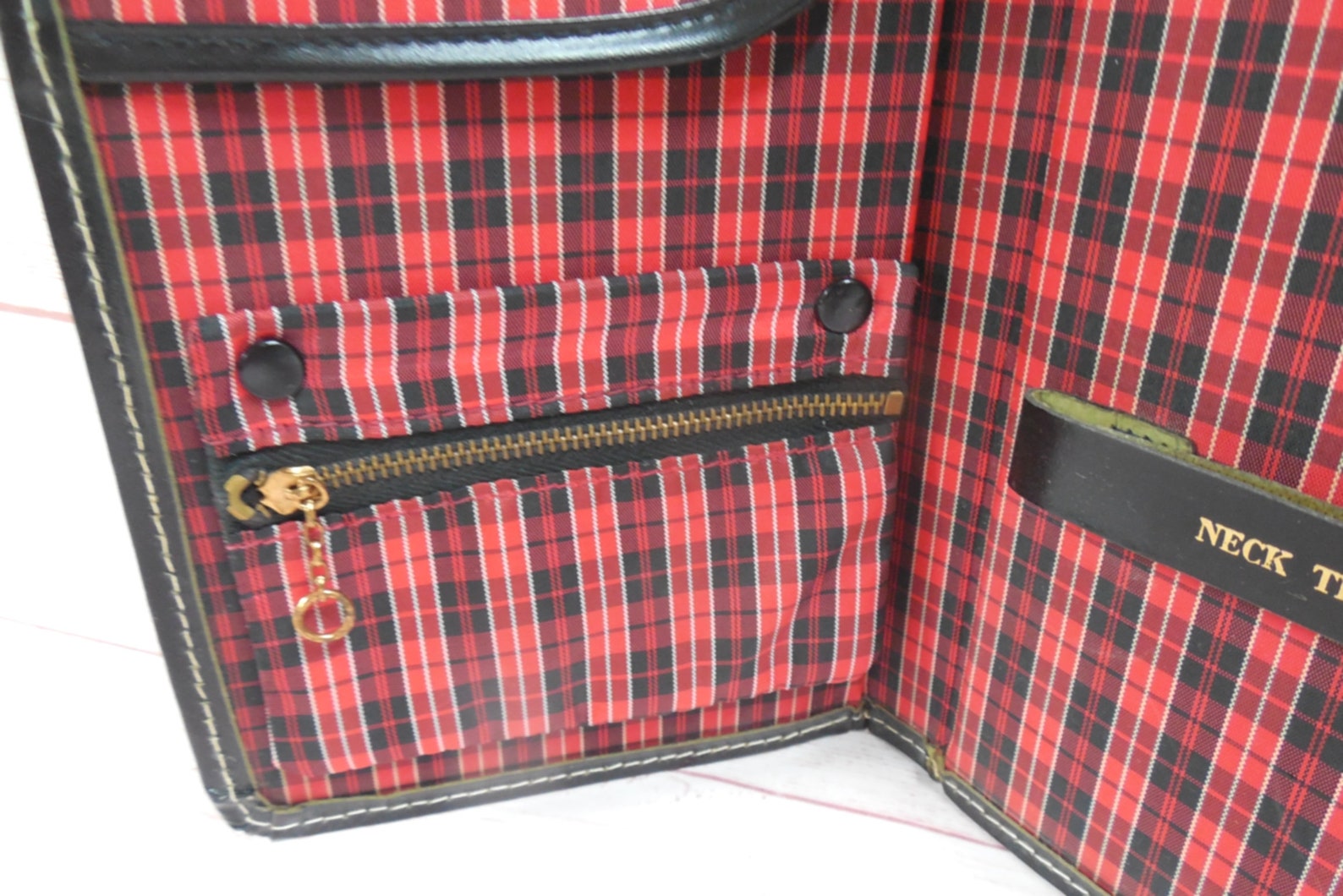 Vintage Necktie Travel Case/Black/Tartan Plaid Interior/Mid Etsy