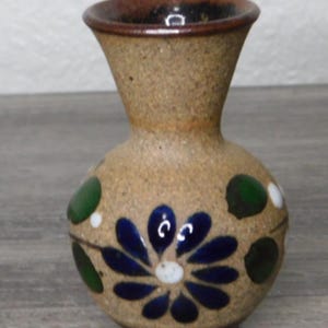 Vintage Tonala Ceramics Mini Vase ~ Mexican Folk Art Pottery
