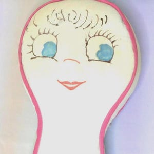 Vintage Muslin Cloth Painted Plush Doll Head ~ RARE KITSCHY FIND