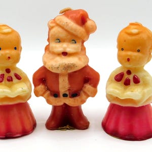 Vintage Gurley Christmas Candles ~ Carolers & Santa ~ 3 Pieces