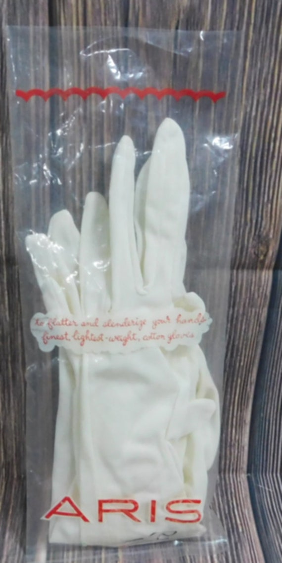 VINTAGE ARIS GLOVES,Long Aris Nylon White Sheer G… - image 3