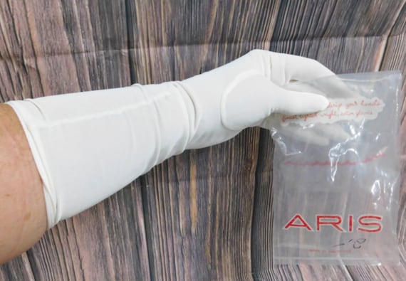 VINTAGE ARIS GLOVES,Long Aris Nylon White Sheer G… - image 1