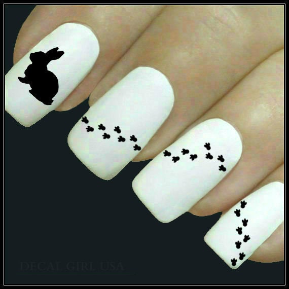 Items similar to Nail Decal Easter Nail Art 20 Bunny Design Water Slide