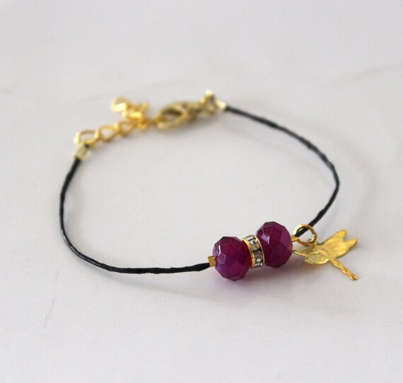 Items similar to Eggplant Purple Glass Bead Friendship Bracelet
