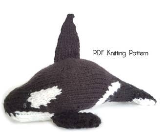 Knitted Orca, PDF Pattern, Knitting Pattern, DIY, Amigurumi, Knitted Orca, Stuffed Animal, Stuffed toy, Hand Knit Toy, knit killer whale