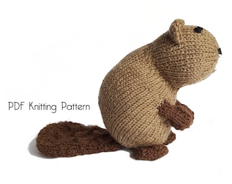 Knitted Beaver, PDF Pattern, Knitting Pattern, DIY, Stuffed Animal, Stuffed toy, Hand Knit Toy, stuffed beaver, beaver stuffie, Canada toy