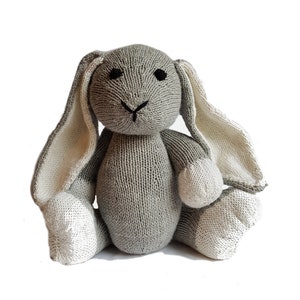 Downy the Hand Knit Bunny, soft toy, Handmade, stuffed animal, children's toy, baby shower gift, Easter, nursery decor, soft bunny, plush image 1