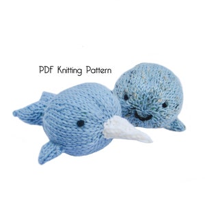 Knitted Baby Whale & Narwhal Pattern, PDF Pattern, Knitting Pattern, DIY, Knitted Whale, Stuffed Animal, Stuffed toy, Hand Knit Toy, gift