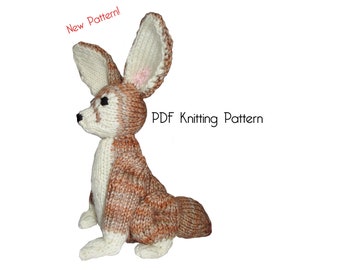 Knitted Fennec Fox, PDF Pattern, Knitting Pattern, DIY, Knitted Fennec Fox, Stuffed Animal, Stuffed toy, Hand Knit Toy, Plushie, Fox Toy