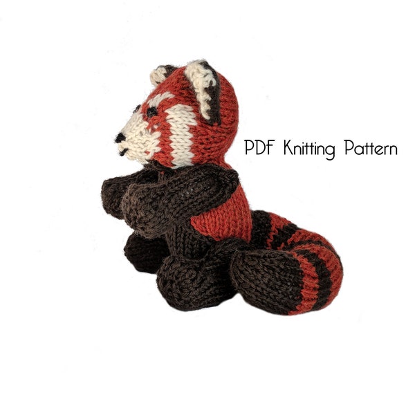 Knitted Red Panda Cub, PDF Pattern, Knitting Pattern, DIY, Knitted Red Panda, Stuffed Animal, Stuffed toy, Hand Knit Toy, Plushie, Panda Toy