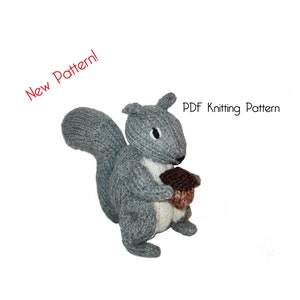 Knitted Squirrel with Acorn Pattern, PDF Pattern, Knitting Pattern, DIY, Knitted Squirrel, Stuffed Animal, Stuffed toy, Hand Knit Toy, gift