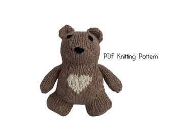 Knitted Teddy Bear Pattern, PDF Pattern, Knitting Pattern, DIY, Knitted Small Teddy Bear, Stuffed Animal, Stuffed toy, Hand Knit Toy, gift