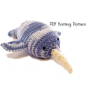 Knitted Narwhal Pattern, PDF Pattern, Knitting Pattern, DIY, Stuffed Narwhal, Knitted Toys, Stuffed Animal, Stuffed toy, Hand Knit Toy
