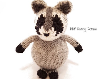 Knitted Raccoon Toy Pattern, DIY Amigurumi (PDF Pattern)