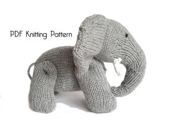Knitted Elephant, PDF Pattern, Knitting Pattern, DIY, Knitted Elephant, Stuffed Animal, Stuffed toy, Hand Knit Toy, Plushie, Elephant Toy
