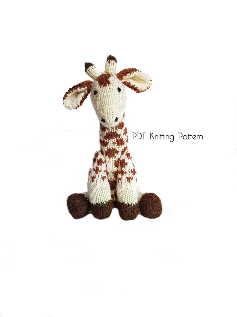 Knitted Giraffe, PDF Pattern, Knitting Pattern, DIY, Knitted Giraffe, Stuffed Animal, Hand Knit Toy, Plushie, Cute Giraffe Toy, baby shower image 1