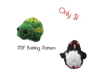 Knitted TinyTurtle and Penguin, PDF Pattern, Knitting Pattern, DIY, Stuffed Animal, Stuffed toy, Hand Knit Toy, turtle, penguin, ornaments