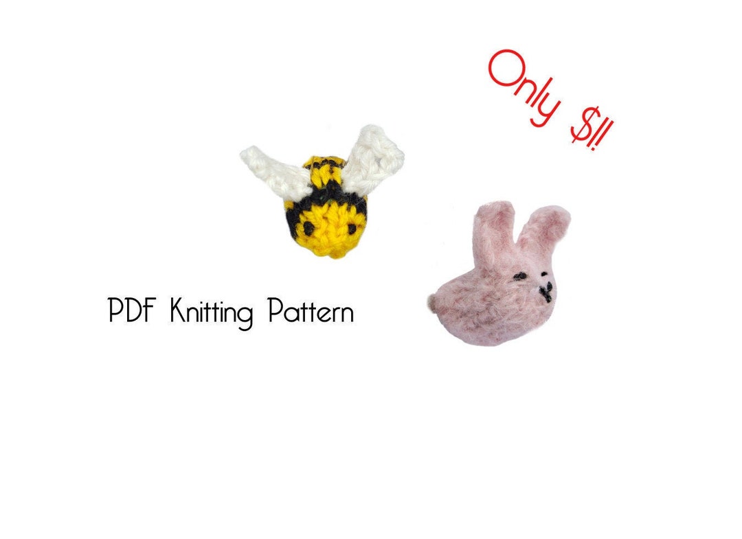 Knitted Tiny Bee and Bunny Ornaments, PDF Knitting Pattern - Etsy