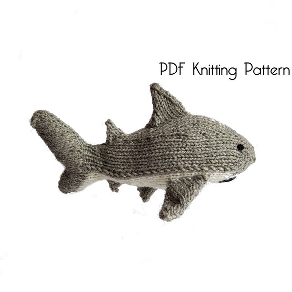 Knitted Shark, PDF Pattern, Knitting Pattern, DIY, Amigurumi, Stuffed Animal, Stuffed toy, Hand Knit Toy, stuffed shark, shark stuffie