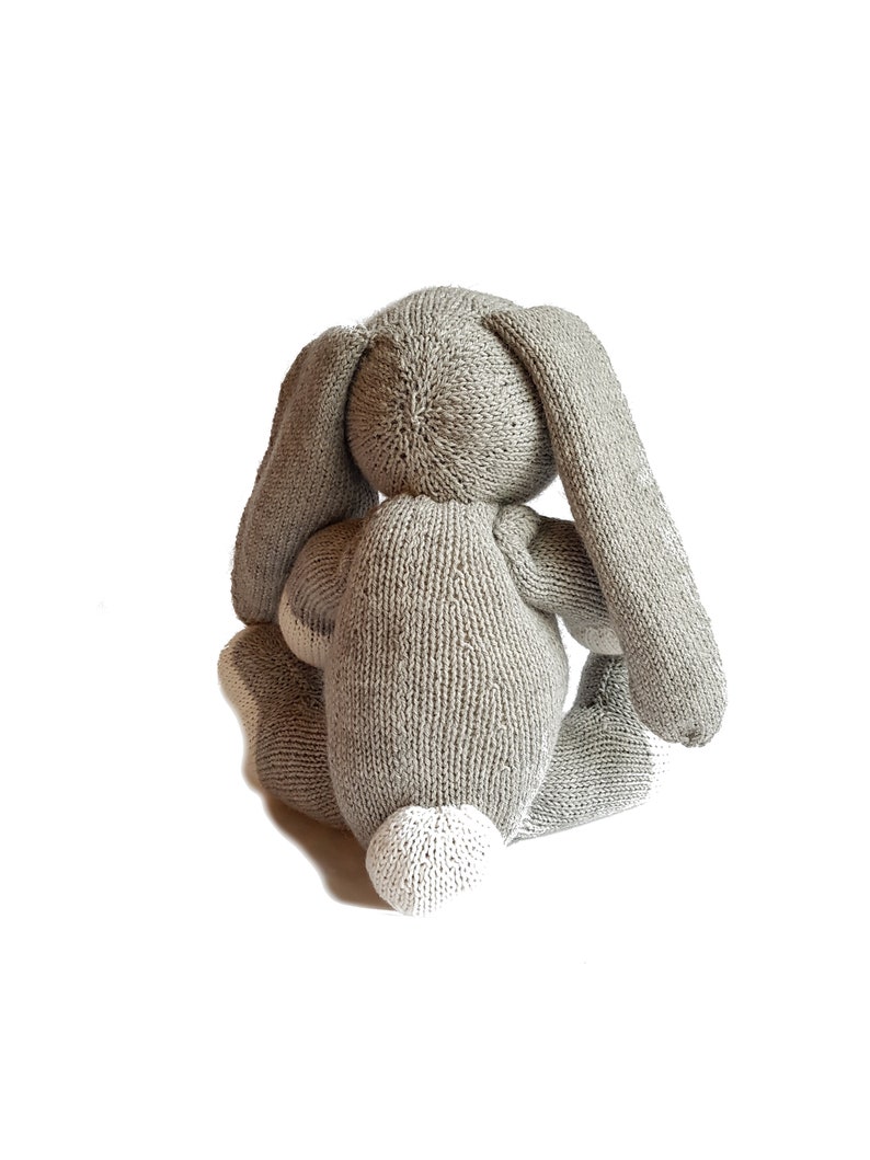 Downy the Hand Knit Bunny, soft toy, Handmade, stuffed animal, children's toy, baby shower gift, Easter, nursery decor, soft bunny, plush image 6