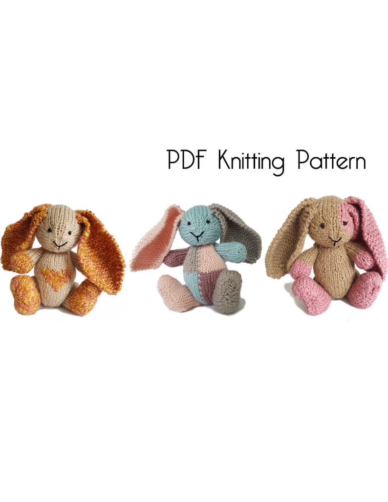 Knitted Toy Heart and Eye Patch for Knitted Modern Bunny Knitting Pattern PDF Pattern Knitted Bunny Hand Knit Toy Alternate Patchwork
