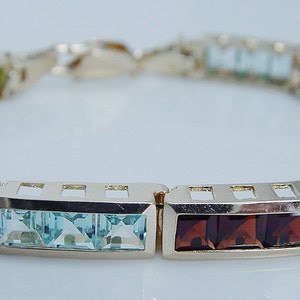 Vintage 14K Gelbgold Aquamarin Peridot Citrin Amethyst Granat Armband
