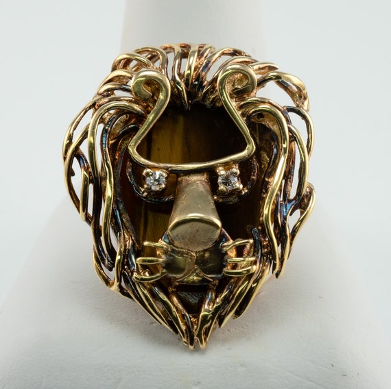 Diamond 14K Gold Lion Pendant Slide by Jack Gutsc… - image 6