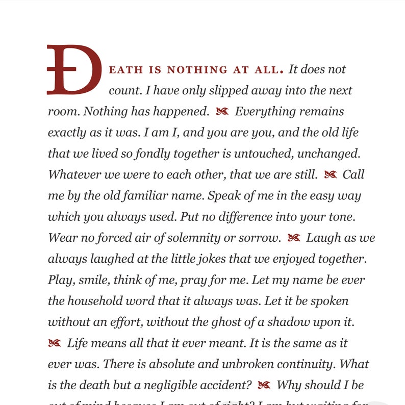 Death Is Nothing At All Poem by Henry Scott Holland / Gift for | Etsy