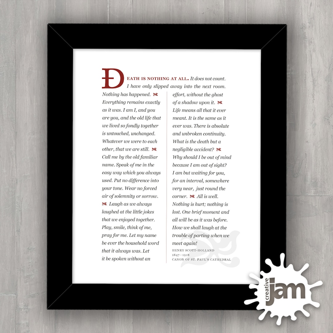 Tod ist nichts an allen Gedicht von Henry Scott Holland / Etsy.de