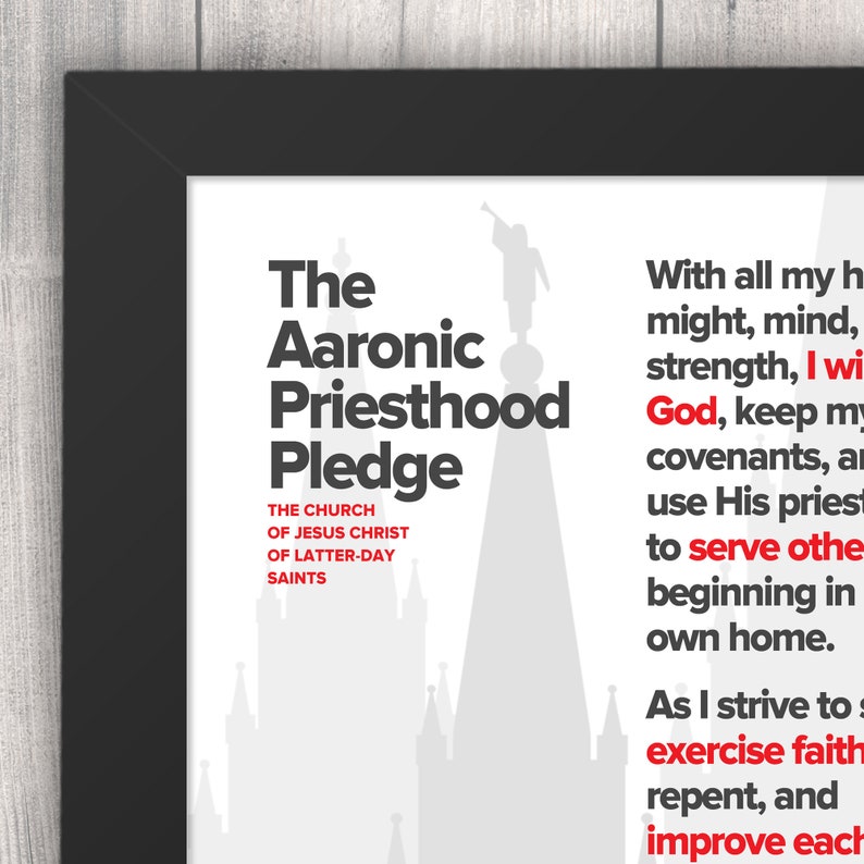 New Aaronic Priesthood Theme and Pledge / LDS Art / Digital | Etsy