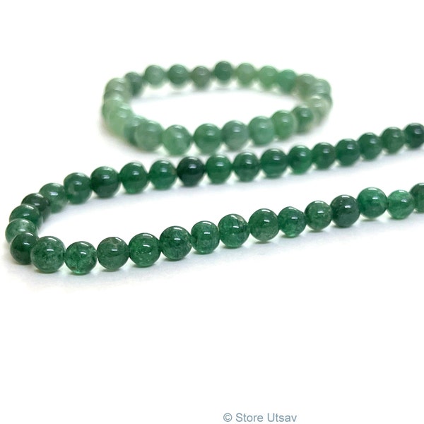 Green Aventurine Mala 108 Beads Necklace and Bracelet Set | Natural Aventurine Necklace Bracelet Set Unisex Yoga Mala from India