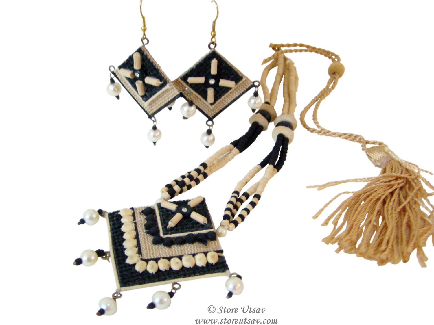 Necklace Set Jute Natural Handmade necklace With Etsy