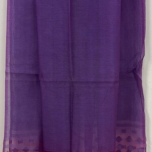 Cotton Silk Blend Dupatta in Rich Plum Purple with Metallic Stripe Weave main image 1