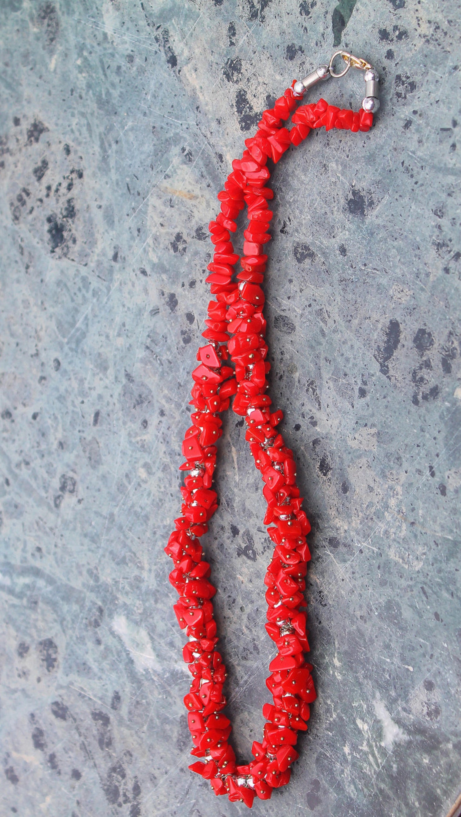 Red Coral Necklace Unisex Natural Authentic Gemstone Dense