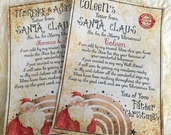 Personalised Vintage Letter from Santa Father Christmas Stocking Filler Christmas Eve Box Real Wax Stamp