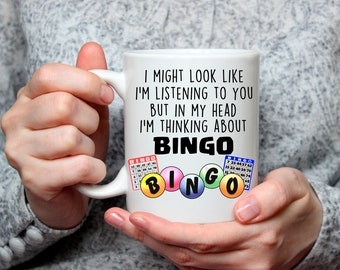 BINGO GIFT, Thinking about Bingo, Bingo Travel Mug, Bingo Mug