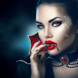 WEB Halloween Witch Costume Spider Party Eyes Fancy Dress Spiders Web Temporary Tattoo Red Crystal Tattoo Make Up Accessory