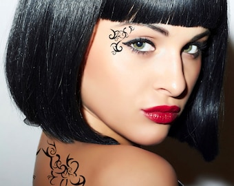 TRIBAL Addttoo Instant Wasserdicht Body Art Tribal Design Große Schwarz Doppelpack temporäre Tattoo Transfer Aufkleber DES035