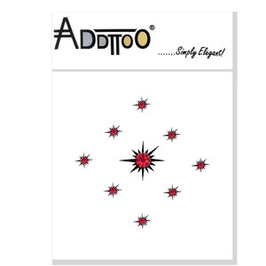 Addttoo Instant Waterproof Body Art Stars Ruby Red Crystals made with Swarovski® Elements Luxury Temporary Tattoo Black, Silver, Gold + Glue