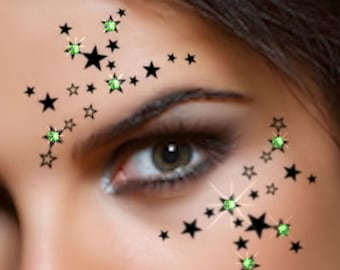 Fancy Dress Kostüm Accessoire Halloween Augenmaske Shooting Stars mit Kristallen made with Swarovski Elements - Orange, Grün, Rot