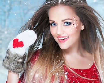 Party Augen weiße Sterne mit roten Swarovski Kristallen Augendekoration Festlich Kostüm Neujahr Weihnachten Glanz Gefrorene Eiskönigin by Addttoo