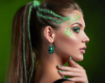 SWIRLS Addttoo Lacy Metallic Auge Tattoo Swirls Schöne Party Kostüm Folie Make Up Schwarz Silber Gold Grün Blau für Festival oder Kostüm