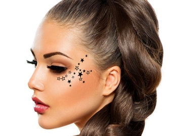 Addttoo Eye Tattoo Shooting Stars Schöne Party Mode Schmuck Schwarz Silber Gold Prinzessin Kostüm Accessoire Temporäre Tätowierung D29