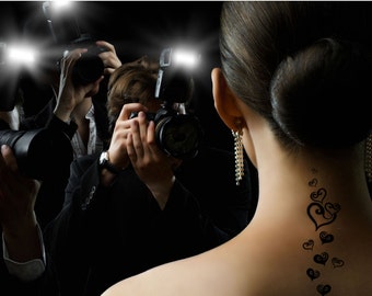 HEARTS Addttoo Instant Wasserdichte Körperkunst Zierliche Herzen Luxus Temporäre Tätowierung Schwarz, Silber, Gold Teardrop Design