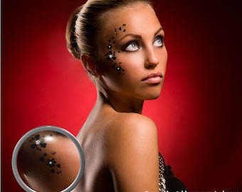 Addttoo Instant Body Art Kit für Erwachsene, Gesichtstattoo Schwarze Herzen & Blumen temporäres Tattoo mit funkelnden Swarovsk i® Kristallen Geschenkbox