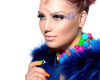 Neu Party Festival Augen Pop Star Tattoo Pink Blau Grün Kaleidoskop von Addttoo Designer Temporäre Metallic Regenbogen Make Up Masken Design