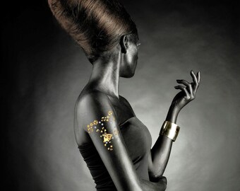 Addttoo Wasserdichtes Luxus Body Art Kit, Herzen Blumen Gold & Silber temporäres Tattoo mit funkelnden Swarovski® Kristallen in Geschenkbox DES014