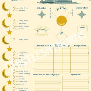 Celestial Vibes - D&D Character Sheet